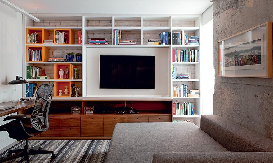 Blog Sala De Tv Terra ~ de trabalho O espaço une sala de TV, escritório e pode receber Blog Sala De Tv Terra ~ de trabalho O espaço une sala de TV, escritório e pode receber