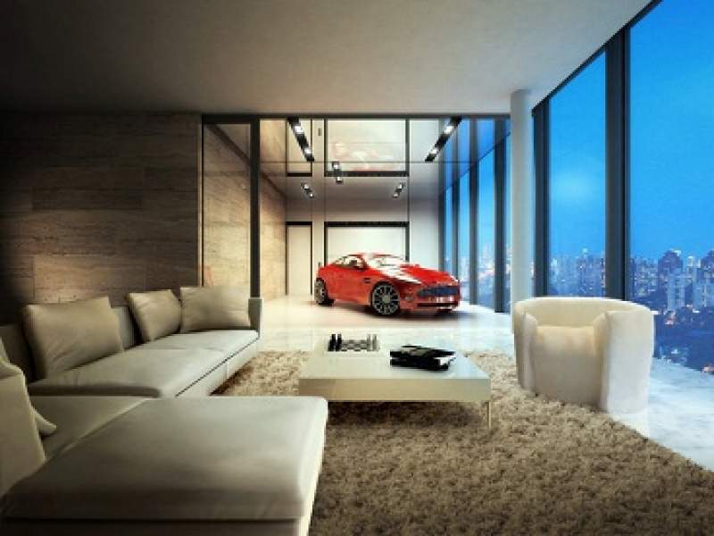 decorao luxuoso apartamento tem rea para carros na sala de estar